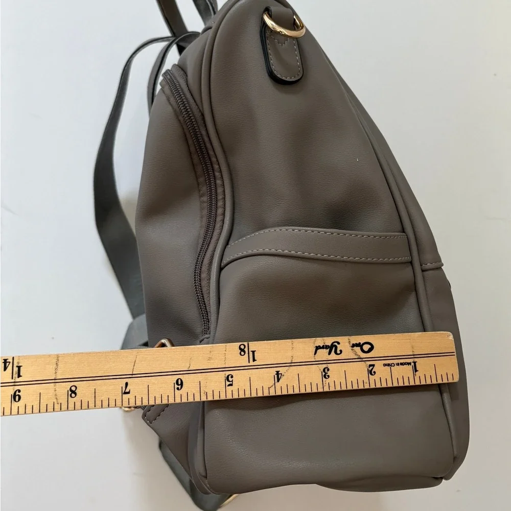 Cluci Gray Backpack Purse Convertible Shoulder‎ Bag Handbag Faux Leather